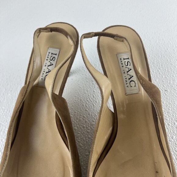 Isaac Mizrahi Womens 10M Camel Brown Career Suede 2.5" Slingback Pumps Heels - Picture 8 of 13